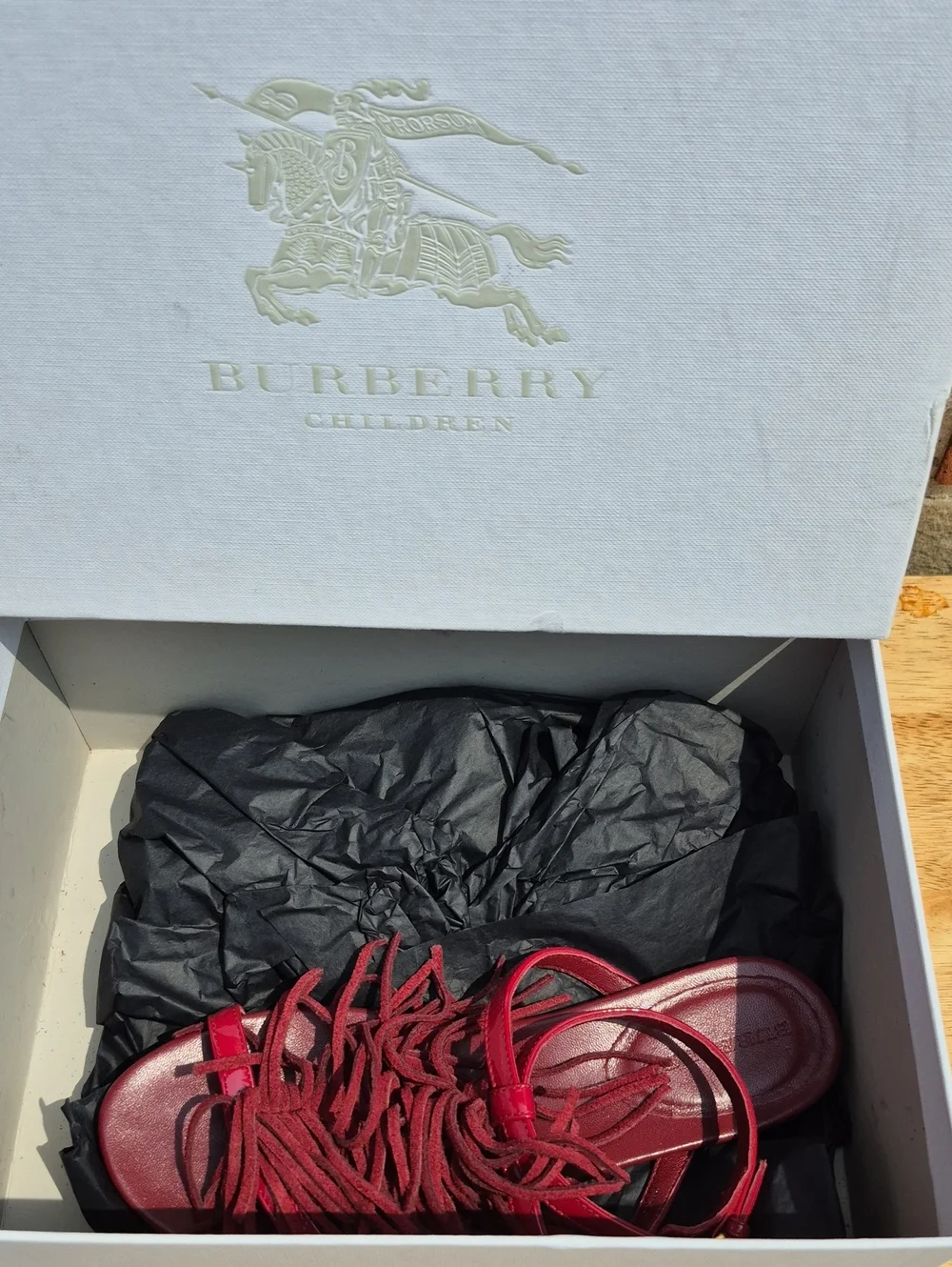 Burberry Justine Size 35 (girls 3) Dark Plum Pink Suede Sandals - New